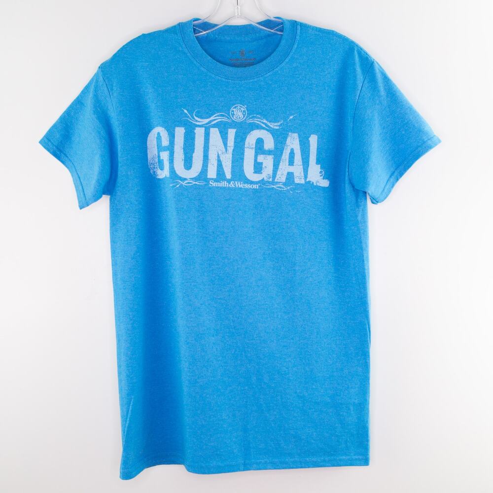New SMITH & WESSON Women's T-shirt 'Gun Gal' SMALL Blue Short Sleeve Tee